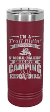 Load image into Gallery viewer, Trail Riding Camping Girl Laser Engraved Skinny Tumbler (Etched)

