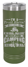 Load image into Gallery viewer, Trail Riding Camping Girl Laser Engraved Skinny Tumbler (Etched)

