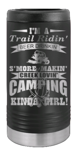 Trail Riding Camping Girl Laser Engraved Slim Can Insulated Koosie