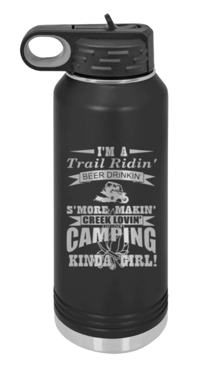 Trail Riding Camper - 32oz Water Bottle Laser Engraved- Black