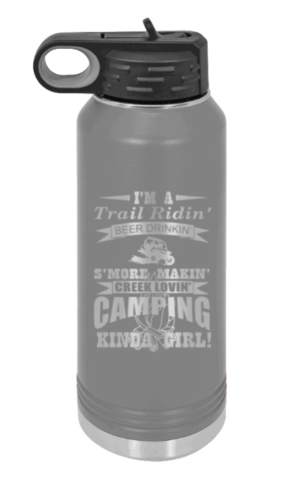 Trail Riding Camper - 32oz Water Bottle Laser Engraved- Dark Grey