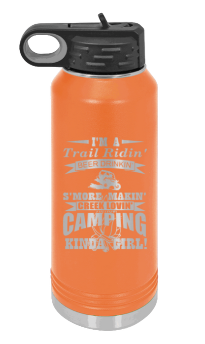 Trail Riding Camper - 32oz Water Bottle Laser Engraved- Orange