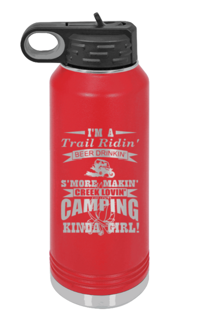 Trail Riding Camper - 32oz Water Bottle Laser Engraved- Red