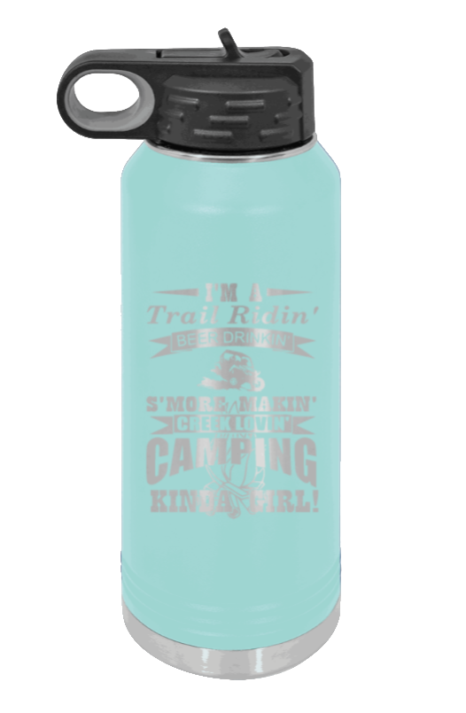 Trail Riding Camper - 32oz Water Bottle Laser Engraved- Teal