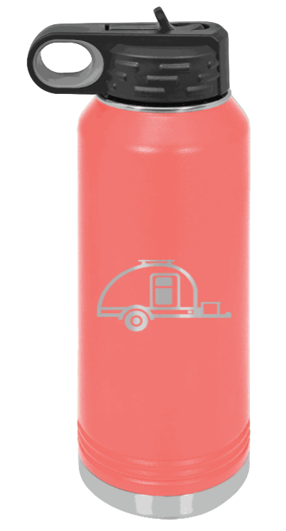 Camper - 32oz Water Bottle Laser Engraved- Coral