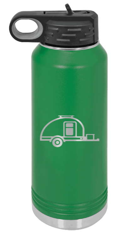 Camper - 32oz Water Bottle Laser Engraved- Green