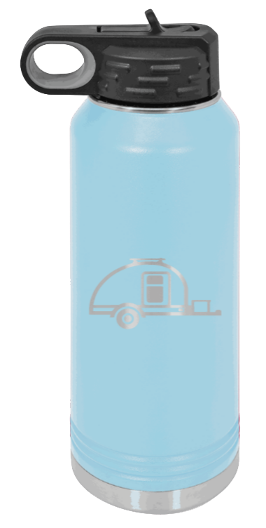Camper - 32oz Water Bottle Laser Engraved- Light Blue
