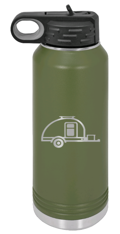 Camper - 32oz Water Bottle Laser Engraved- Olive