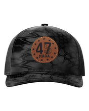 Load image into Gallery viewer, Trump 45 47 Leather Patch Richardson 112 Duck Camo Hat
