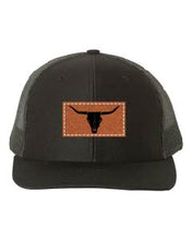 Load image into Gallery viewer, Cow Skull Leather Patch Richardson 112 Hat
