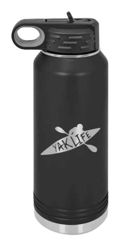 Yak Life - 32oz Water Bottle Laser Engraved- Black