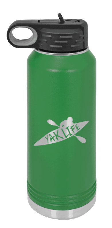Yak Life - 32oz Water Bottle Laser Engraved- Green