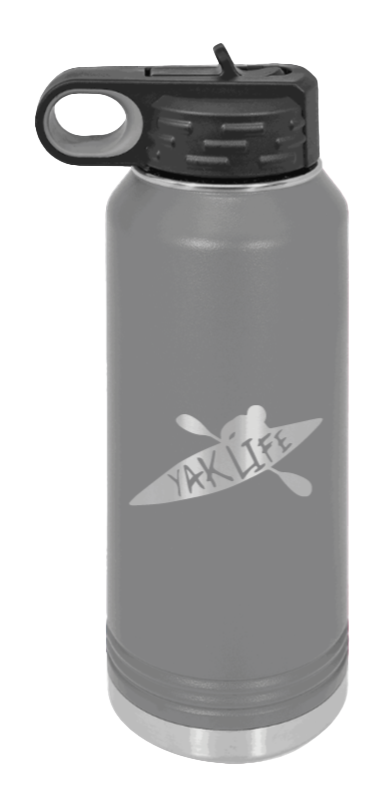 Yak Life - 32oz Water Bottle Laser Engraved- Dark Grey