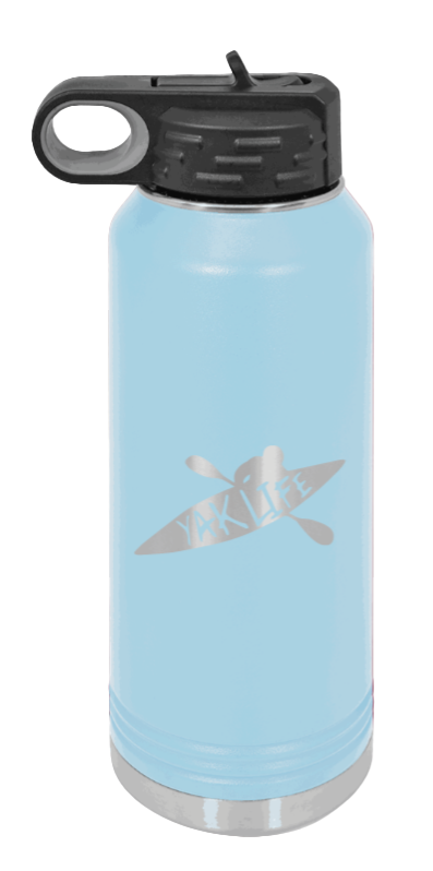 Yak Life - 32oz Water Bottle Laser Engraved- Light Blue
