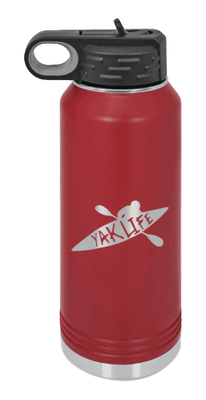 Yak Life - 32oz Water Bottle Laser Engraved- Maroon