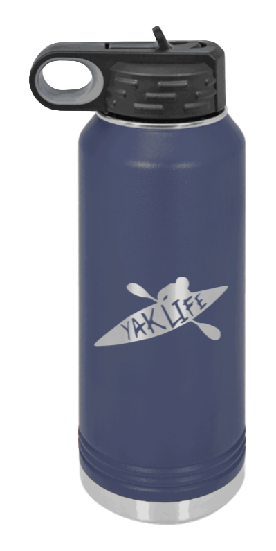 Yak Life - 32oz Water Bottle Laser Engraved- Navy