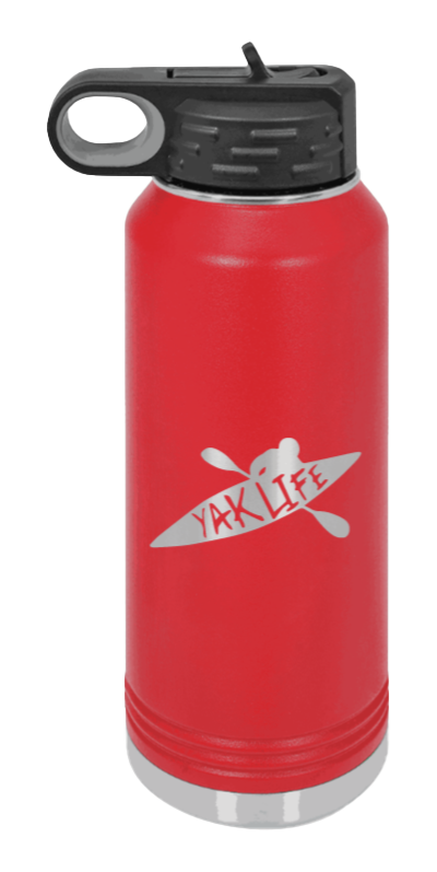 Yak Life - 32oz Water Bottle Laser Engraved- Red