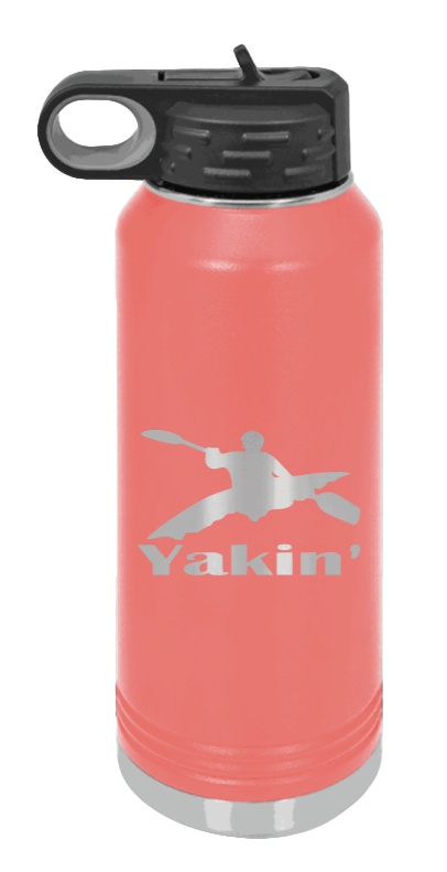 Yakin' - 32oz Water Bottle Laser Engraved- Coral