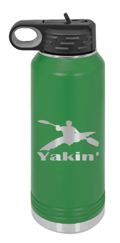 Yakin' - 32oz Water Bottle Laser Engraved- Green