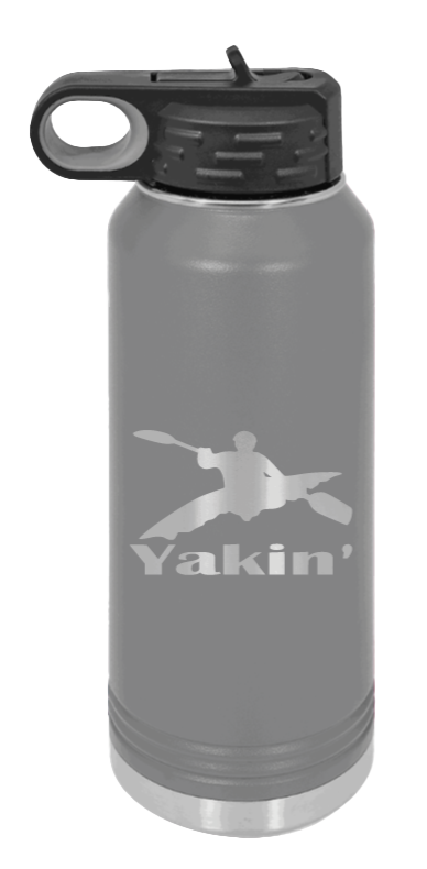 Yakin' - 32oz Water Bottle Laser Engraved- Dark Grey