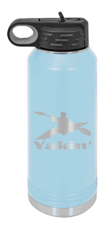Yakin' - 32oz Water Bottle Laser Engraved- Light Blue
