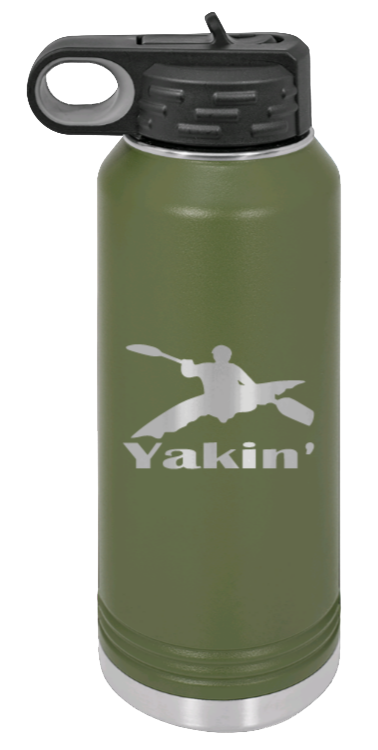 Yakin' - 32oz Water Bottle Laser Engraved- Olive