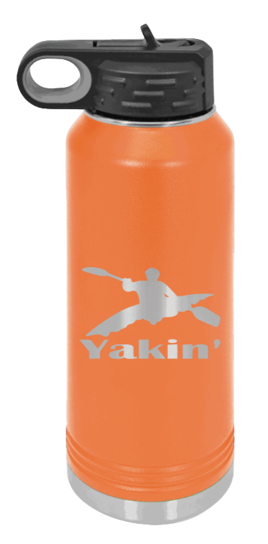 Yakin' - 32oz Water Bottle Laser Engraved- Orange