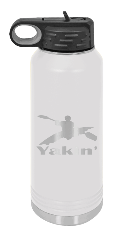 Yakin' - 32oz Water Bottle Laser Engraved- White
