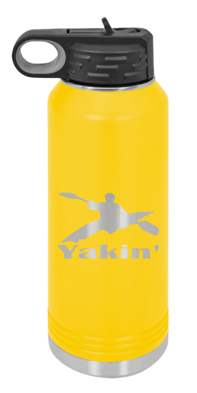 Yakin' - 32oz Water Bottle Laser Engraved- Yellow