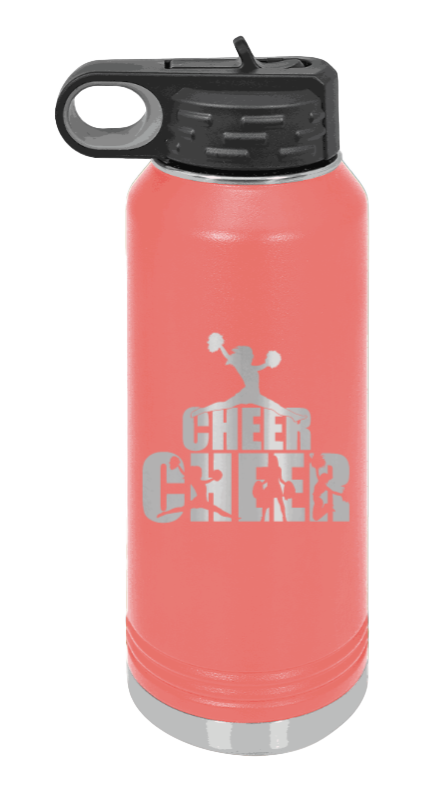 Cheerleader - 32oz Water Bottle Laser Engraved- Coral