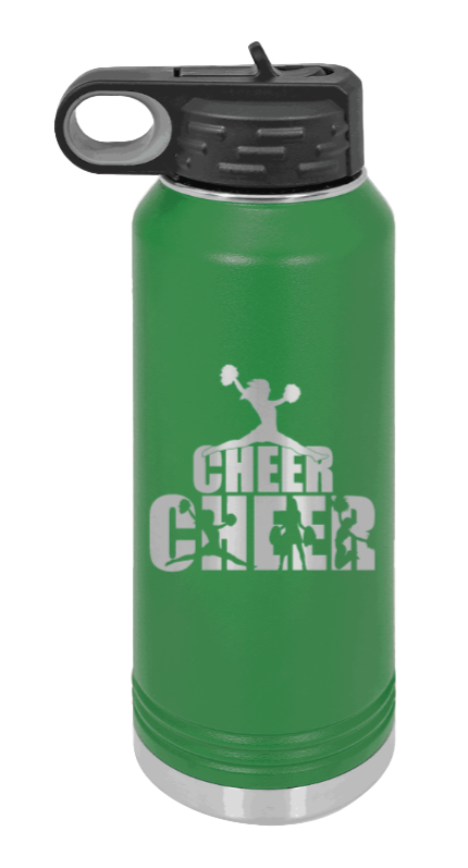 Cheerleader - 32oz Water Bottle Laser Engraved- Green