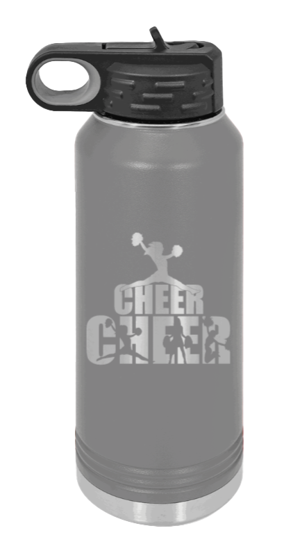 Cheerleader - 32oz Water Bottle Laser Engraved- Dark Grey