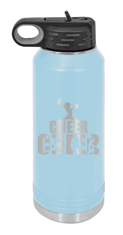 Cheerleader - 32oz Water Bottle Laser Engraved- Light Blue