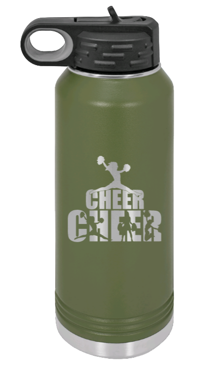 Cheerleader - 32oz Water Bottle Laser Engraved- Olive