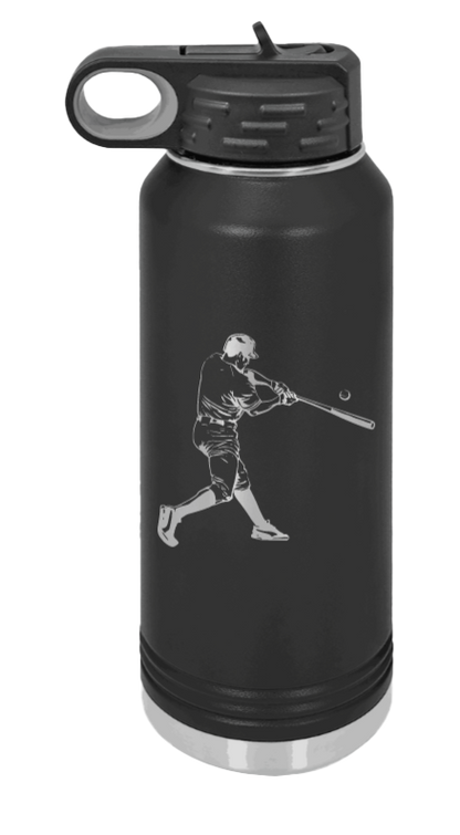 Baseball Player - 32oz Water Bottle Laser Engraved- Black