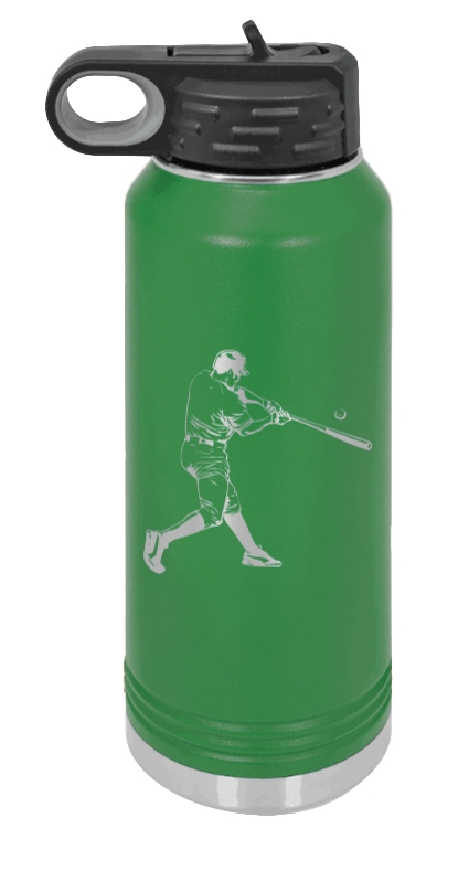 Baseball Player - 32oz Water Bottle Laser Engraved- Green
