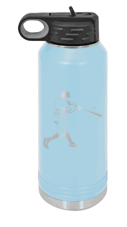 Baseball Player - 32oz Water Bottle Laser Engraved- Light Blue