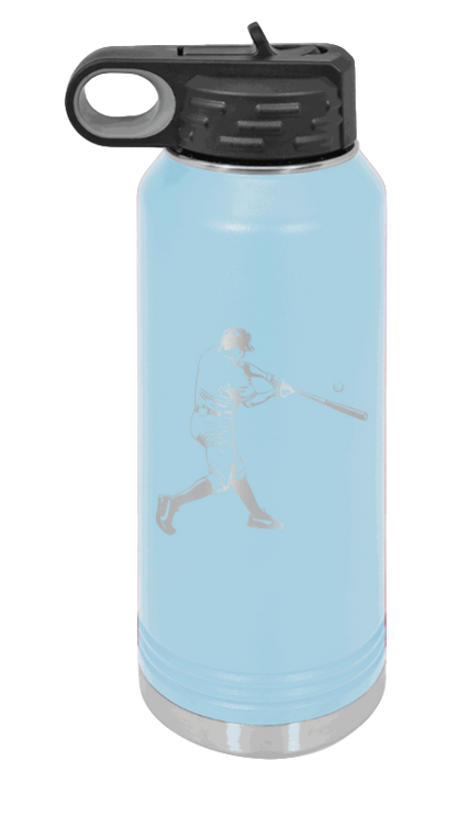 Baseball Player - 32oz Water Bottle Laser Engraved- Light Blue