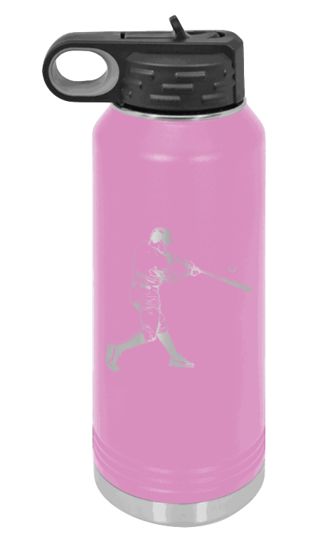 Baseball Player - 32oz Water Bottle Laser Engraved- Light Purple
