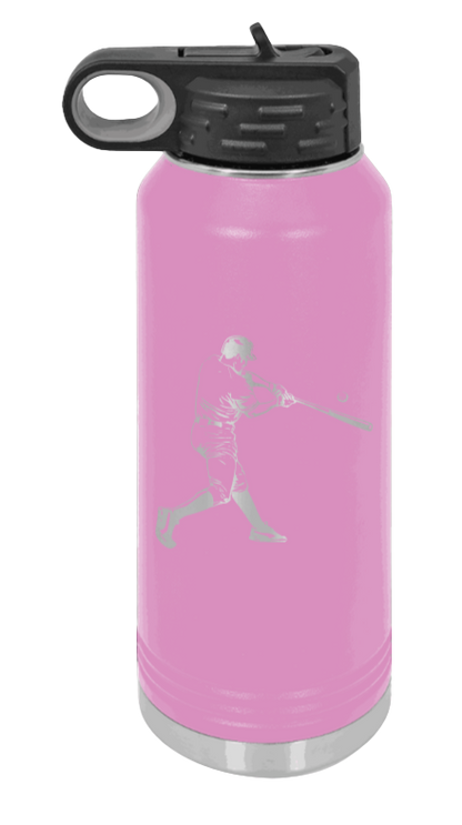 Baseball Player - 32oz Water Bottle Laser Engraved- Light Purple