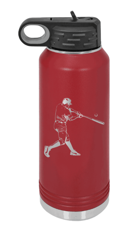Baseball Player - 32oz Water Bottle Laser Engraved- Maroon