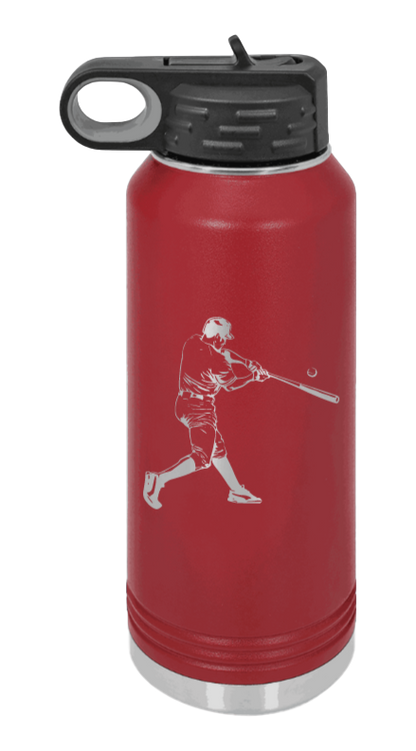 Baseball Player - 32oz Water Bottle Laser Engraved- Maroon