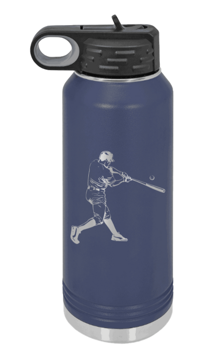 Baseball Player - 32oz Water Bottle Laser Engraved- Navy