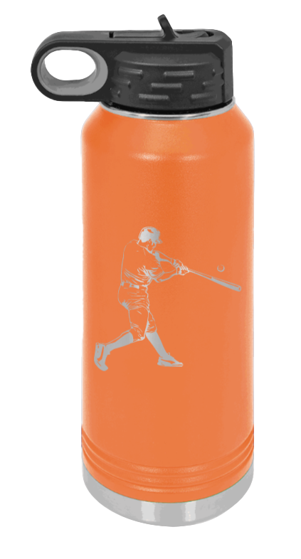 Baseball Player - 32oz Water Bottle Laser Engraved- Orange