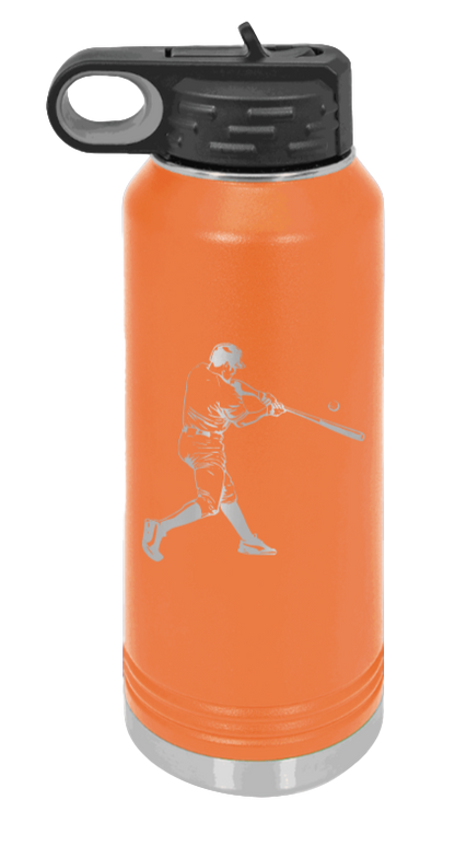 Baseball Player - 32oz Water Bottle Laser Engraved- Orange