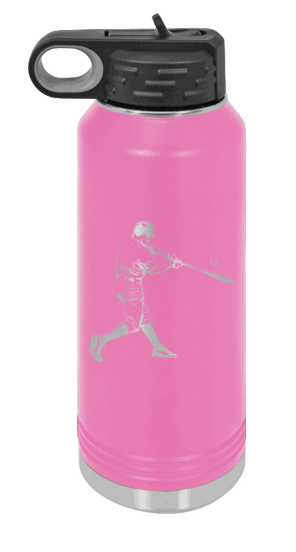 Baseball Player - 32oz Water Bottle Laser Engraved- Pink