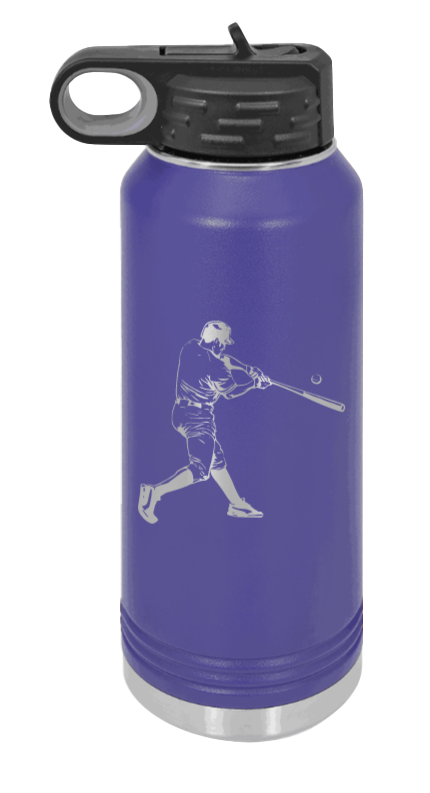 Baseball Player - 32oz Water Bottle Laser Engraved- Purple