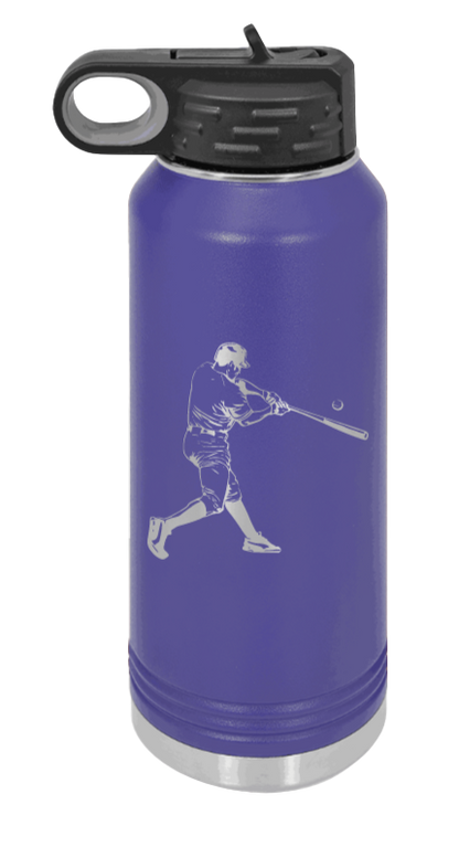 Baseball Player - 32oz Water Bottle Laser Engraved- Purple