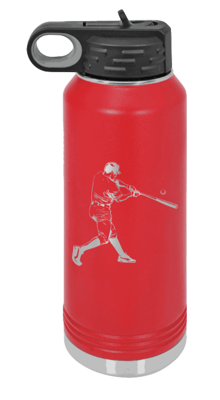 Baseball Player - 32oz Water Bottle Laser Engraved- Red