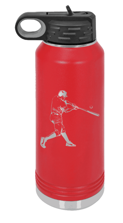 Baseball Player - 32oz Water Bottle Laser Engraved- Red